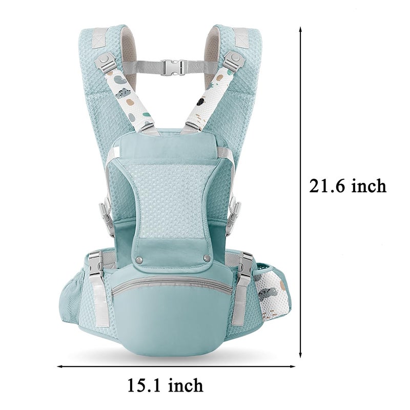fisca Baby Carrier with Hip Seat for Newborn to Toddler 6in1 Ergonomic Infant Carrier for 036 Month Baby All Positions Soft Breathable Mesh Wrap Carrier with Waist Stool Easily Adjustable Baby Holder - Image 2