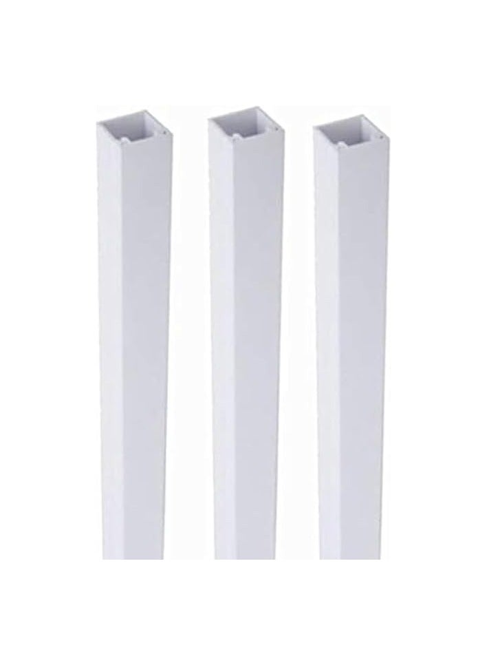 erorex Global Square Cable Box Self Adhesive Pvc Trunking White 95cm x 3pc 16x16mm Wall Cord Cover Concealer On-Wall Wire Paintable Management Raceway To Hide Wires - Pack Of 1 (3Pcs of 16X16X950mm) - Image 1