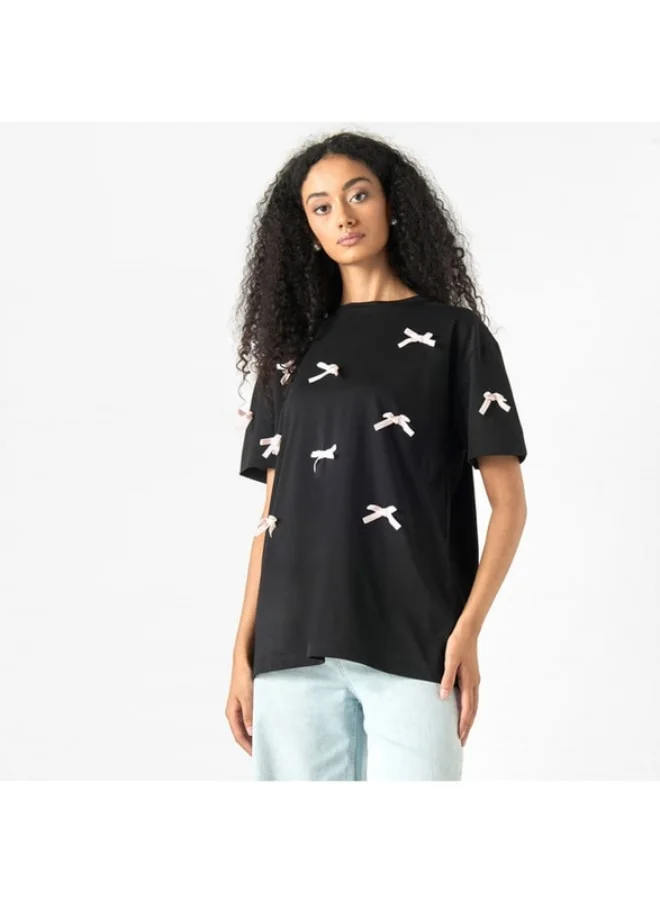 2Xtremz 2Xtremz Bow Applique T-shirt with Short Sleeves