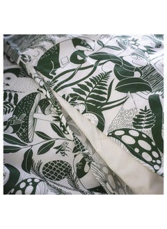 Zaboon Duvet Cover And Pillowcase, White Green/Forest Pattern, 150X200/50X80 Cm  - Image 4