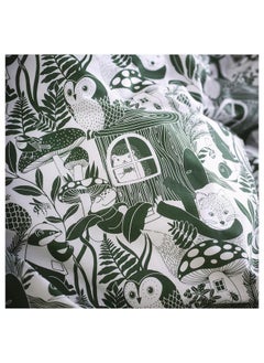 Zaboon Duvet Cover And Pillowcase, White Green/Forest Pattern, 150X200/50X80 Cm  - Image 5