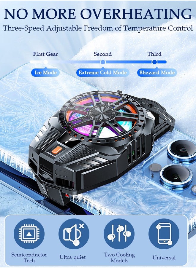 DUNISO - Phone Cooler for Live Streaming and Gaming, Fast Phone Cooling Fan with Adjustable 3 Gear Wind Speed and Magnetic, Fit All Types of iPhone Android Smartphones - Image 1