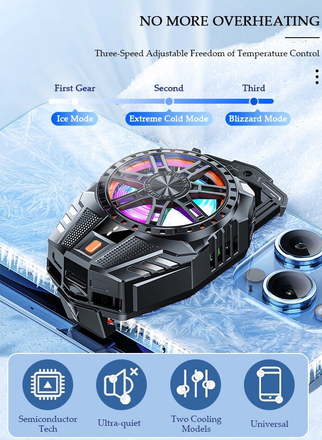 DUNISO Phone Cooler for Live Streaming and Gaming, Fast Phone Cooling Fan with Adjustable 3 Gear Wind Speed and Magnetic, Fit All Types of iPhone Android Smartphones - Image 3