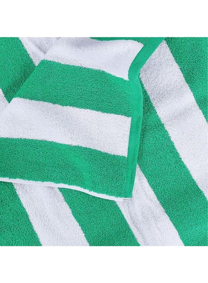 مناشف حمام سباحة فاخرة، 90×180 سم، (1 قطعة) (شريط أخضر وأبيض) - Image 2