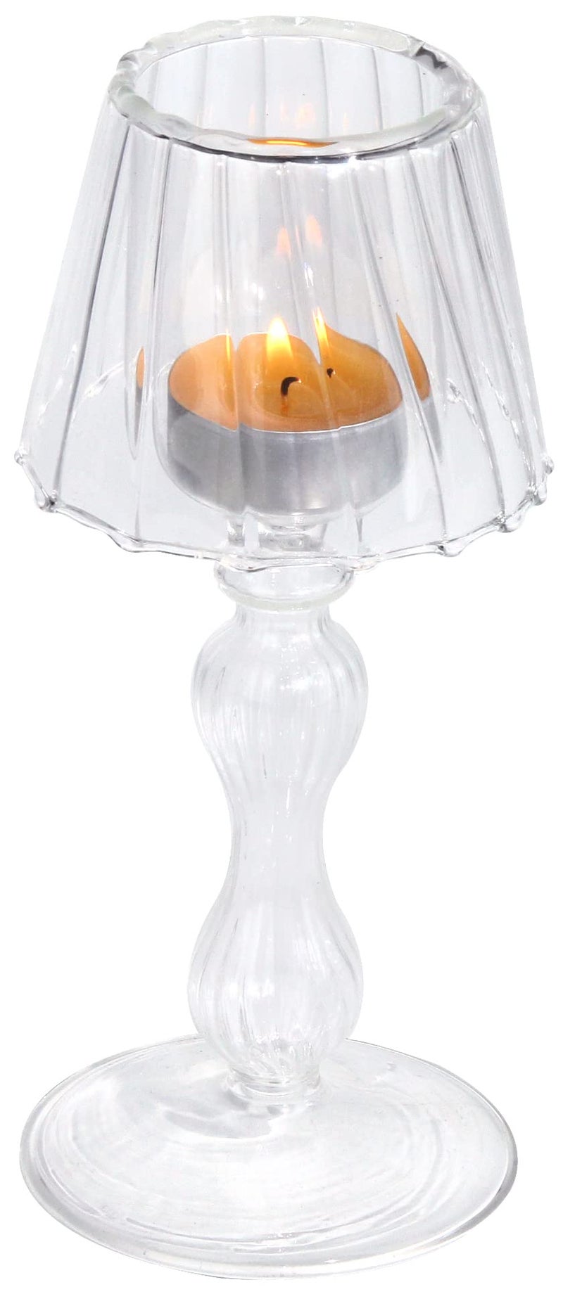 Gurfuy Desk Lamp Shaped Glass Candle Holder  Glass Hurricane Candleholder Crystal Decorative Candle Stand for Table Wedding Dinning Centerpieces Party Supplies Festival Decor Clear