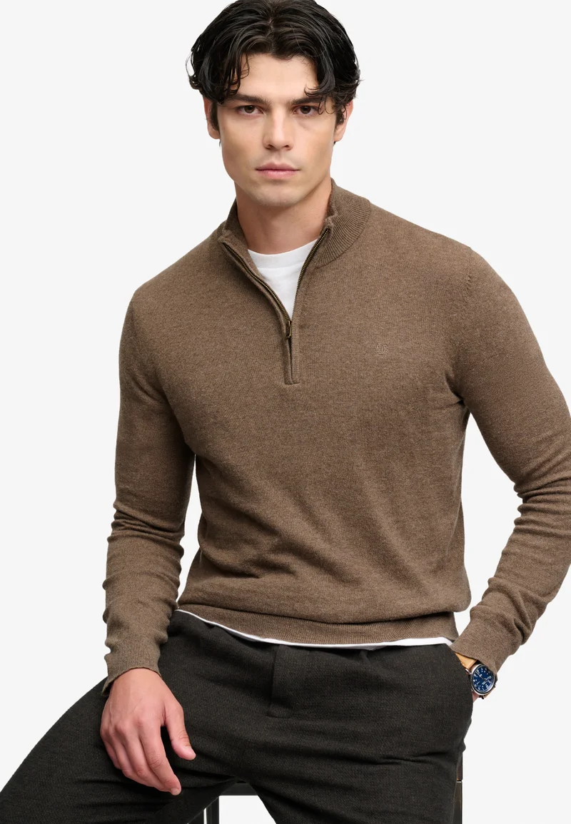 Superdry  Essential Lightweight Wool Blend Half Zip Jumper for Men | Best Price UAE