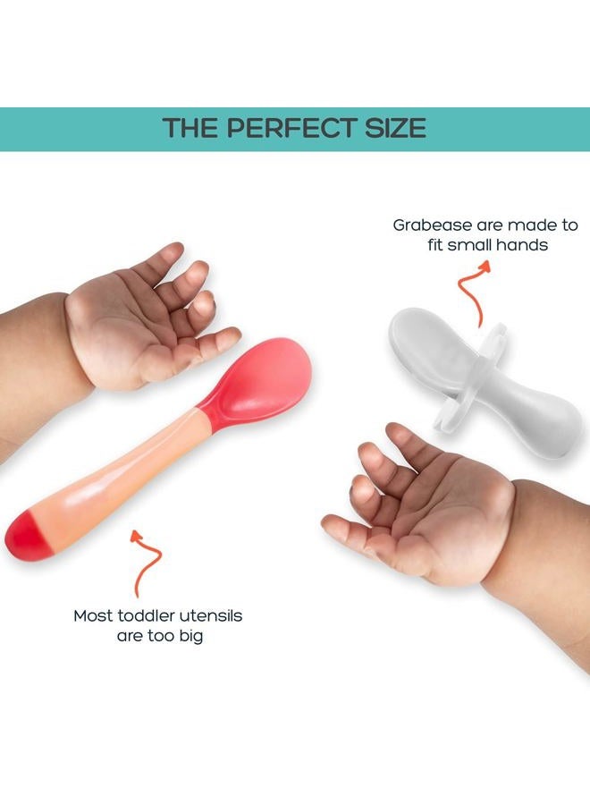 Grabease Baby Feeding Utensils Set - Infant and Baby Fork and Spoon for Ages 1-11 Months, BPAs and Phthalate-Free Cutlery, Plastic, 1 Set, White - Image 5