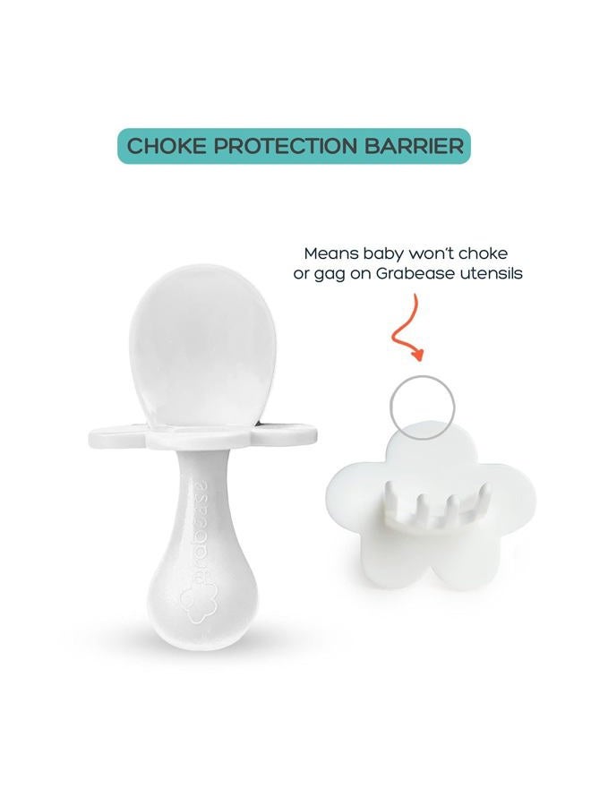 Grabease Baby Feeding Utensils Set - Infant and Baby Fork and Spoon for Ages 1-11 Months, BPAs and Phthalate-Free Cutlery, Plastic, 1 Set, White - Image 3
