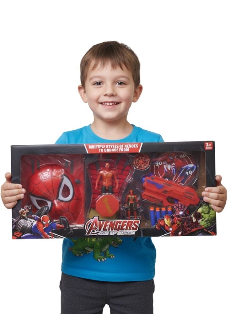 بريميم مجموعة ألعاب أفنجرز الحمراء والسوداء والبرتقالية - قناع الأبطال الخارقين، ومسدس السهام، ومجموعة شخصيات للأطفال - Image 2