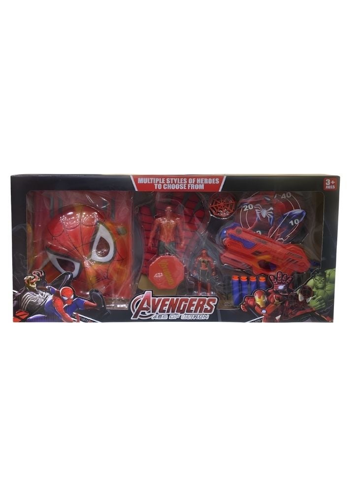بريميم مجموعة ألعاب أفنجرز الحمراء والسوداء والبرتقالية - قناع الأبطال الخارقين، ومسدس السهام، ومجموعة شخصيات للأطفال - Image 1