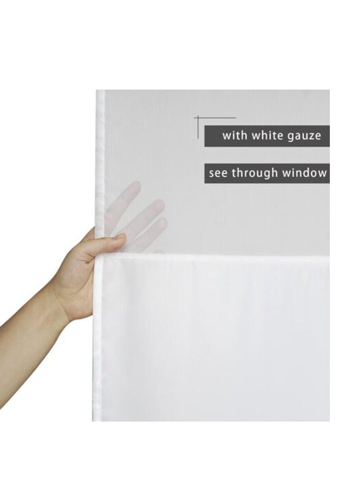Extra Long White Shower Curtain, Bath Curtain with Mesh Window, Weighted Bottom Hem, 180 x 200 cm