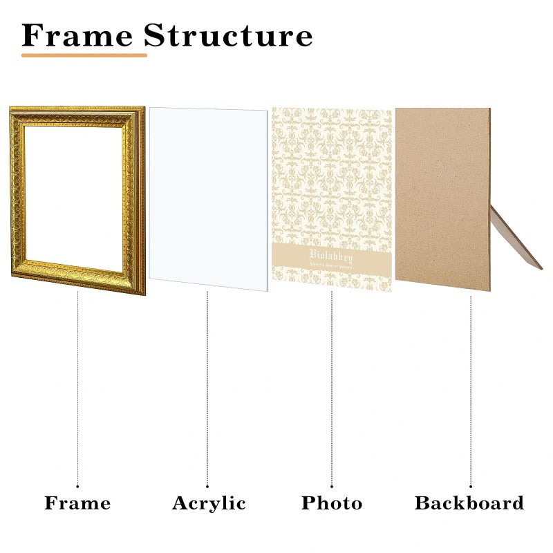 VIOLABBEY 8x8 Picture Frame Gold, Vintage Photo Frame for Wall or Tabletop Display, Classic Design for Office Home Decor, Fits 8X8 Pictures - Image 4