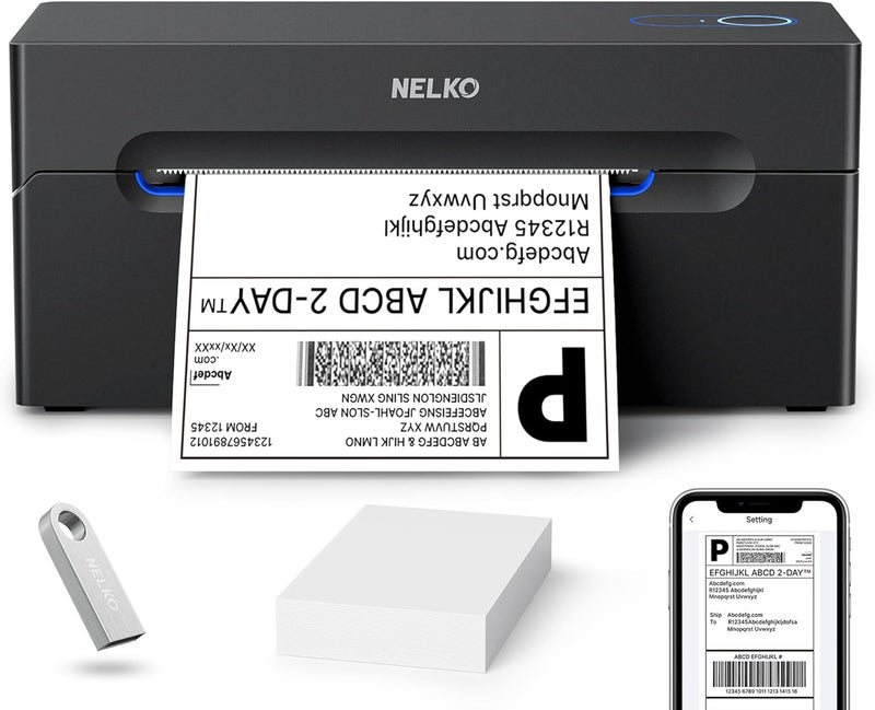 Nelko Bluetooth Thermal Shipping Label Printer, Wireless 4x6 Shipping Label Printer for Shipping Packages, Support Android, iPhone and Windows, Widely Used for Amazon, Ebay, Shopify, Etsy, USPS - Image 1