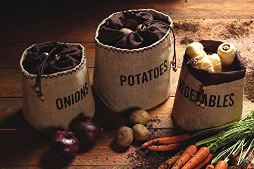 KitchenCraft Natural Elements KitchenCraft Vegetable Storage Bag, Hessian, Brown, 20 x 20cm - Image 4