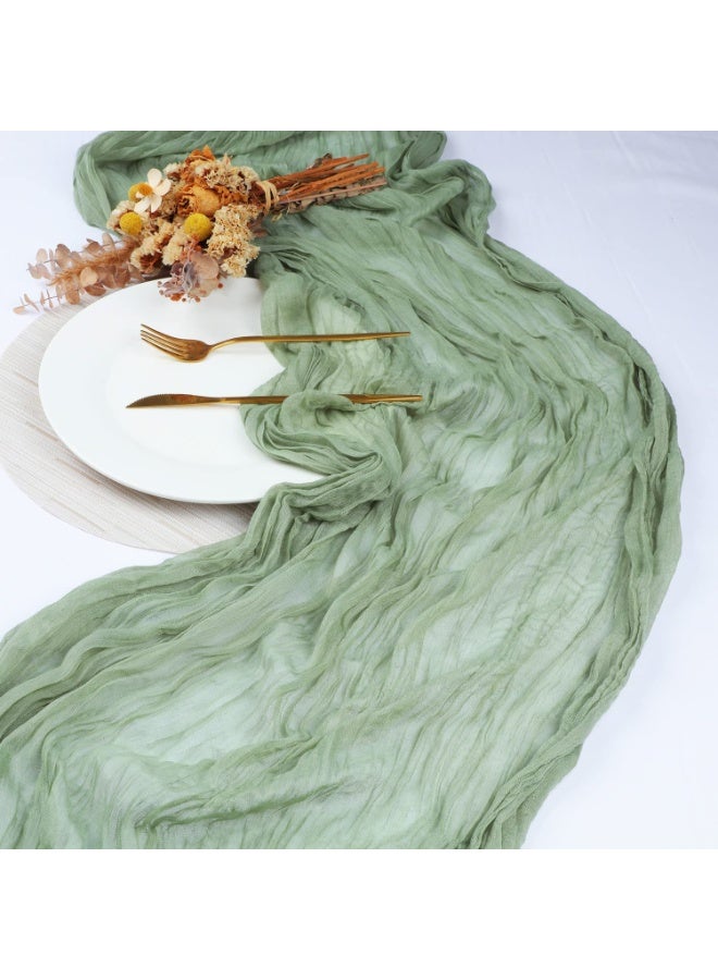 90*400CM Translucent Table Runner Chessian Tablecloth for Wedding Reception Bridal Shower Party Decoration Table Centerpiece(Green)  - Image 4