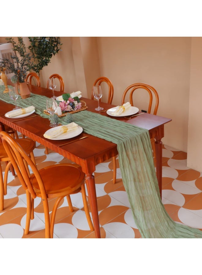 90*400CM Translucent Table Runner Chessian Tablecloth for Wedding Reception Bridal Shower Party Decoration Table Centerpiece(Green)  - Image 5