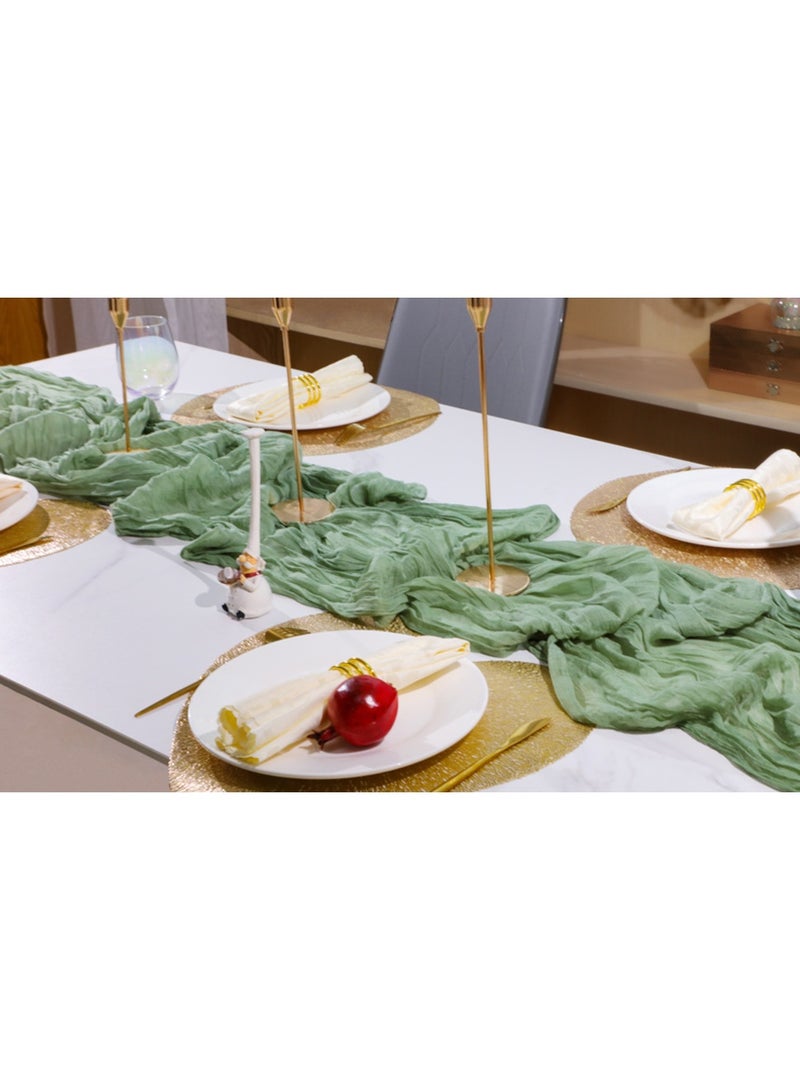 90*400CM Translucent Table Runner Chessian Tablecloth for Wedding Reception Bridal Shower Party Decoration Table Centerpiece(Green)  - Image 2