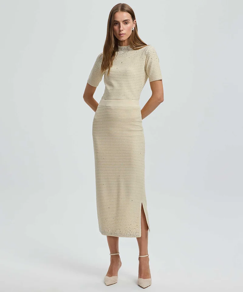 Rhinestone Knit Skirt