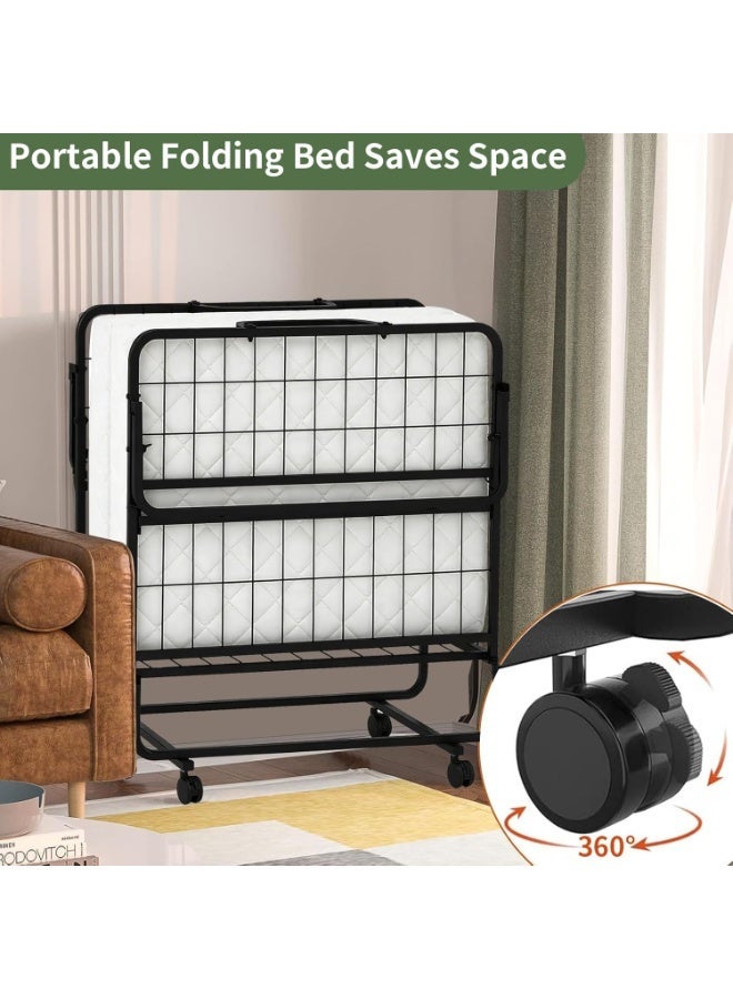 Yoawllty Folding Bed with Memory Foam Mattress, Portable Rollaway Bed with Metal Frame, Large Foldable Beds for Adults, Rollaway Beds for Home and Office - Image 5