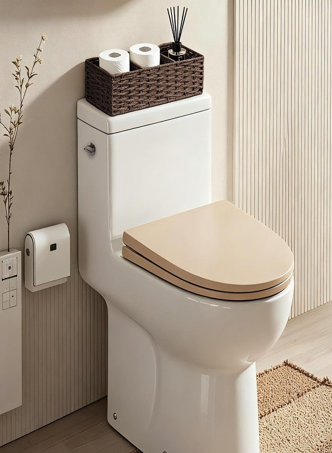 EITMOW Seagrass Wicker Basket for Toilet Tank Top, 3-Compartment Handwoven Bathroom Organizer for Toilet Paper, Pads, and Accessories (1, Walnut) - Image 3