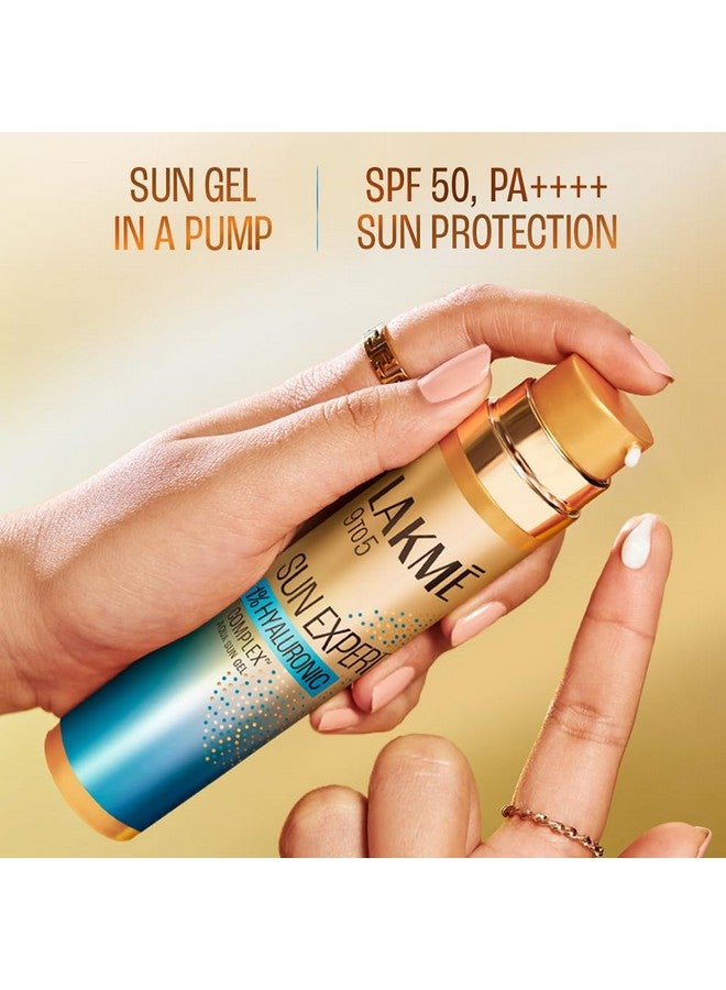 LAKME Sun Expert 1% Hyaluronic Gel Sunscreen Spf 50 Pa++++ For Uva/B,No White Cast,For Hydration 56G For All Skin Type - Image 3