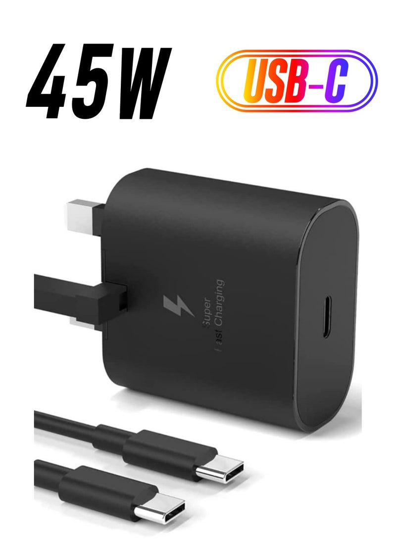 45W USB-C Charger with UK Travel Adapter - Includes 25W USB Type-C Cable, Compatible with Samsung Galaxy S22/S21/S20 Series - Image 1
