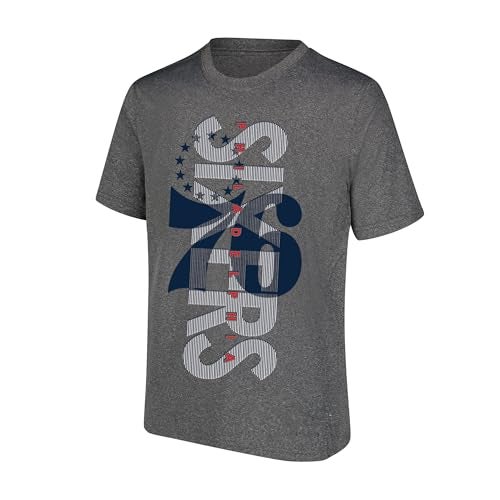 Ultra Game NBA Official Men’s Upright Logo Short Sleeve T- Shirt - Unisex, Philadelphia 76ers, Heather Charcoal, Medium - Image 1