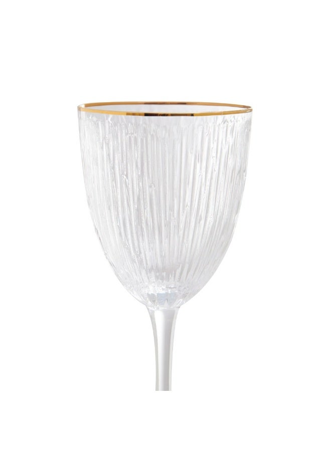Fissman 2-Piece Wine Glasses 300mL, Embossed Pattern Crystal Clear White Wine Glass | Golden Rim Textured Glassware Set - Image 5