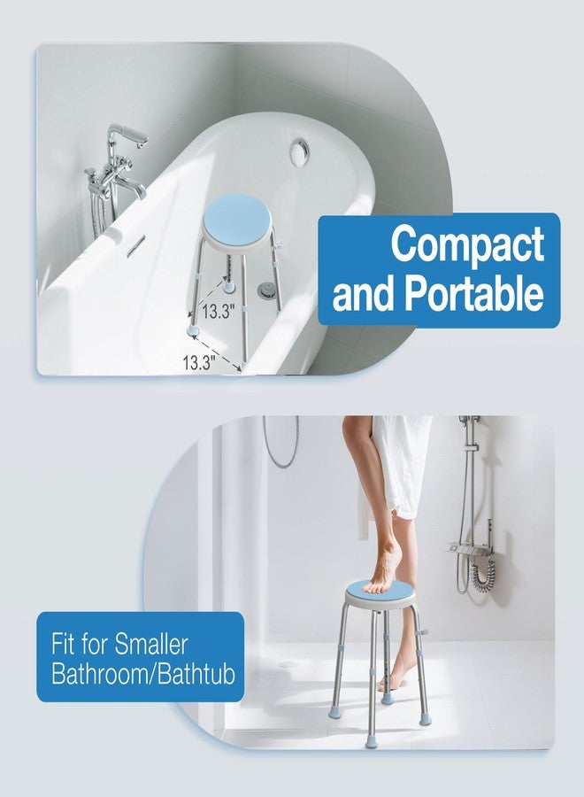WHLICKS Swivel Shower Stool for Inside Shower, 360° Rotating Stool with Non-Slip Seat Pad, Adjustable Shower Chair for Seniors with 6 Height Levels, Lightweight Seat Up to 300 lbs, Tool-Free Assembly - Image 4