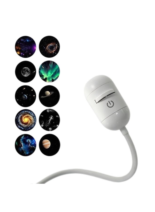 مصباح ليد بروجيكتور مجرة 2 في 1 يعمل بمنفذ USB مع 10 أفلام عرض للسيارة وغرفة النوم - Image 1