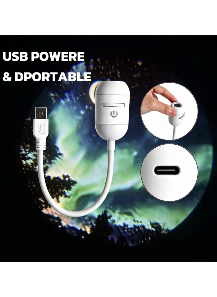 مصباح ليد بروجيكتور مجرة 2 في 1 يعمل بمنفذ USB مع 10 أفلام عرض للسيارة وغرفة النوم - Image 4