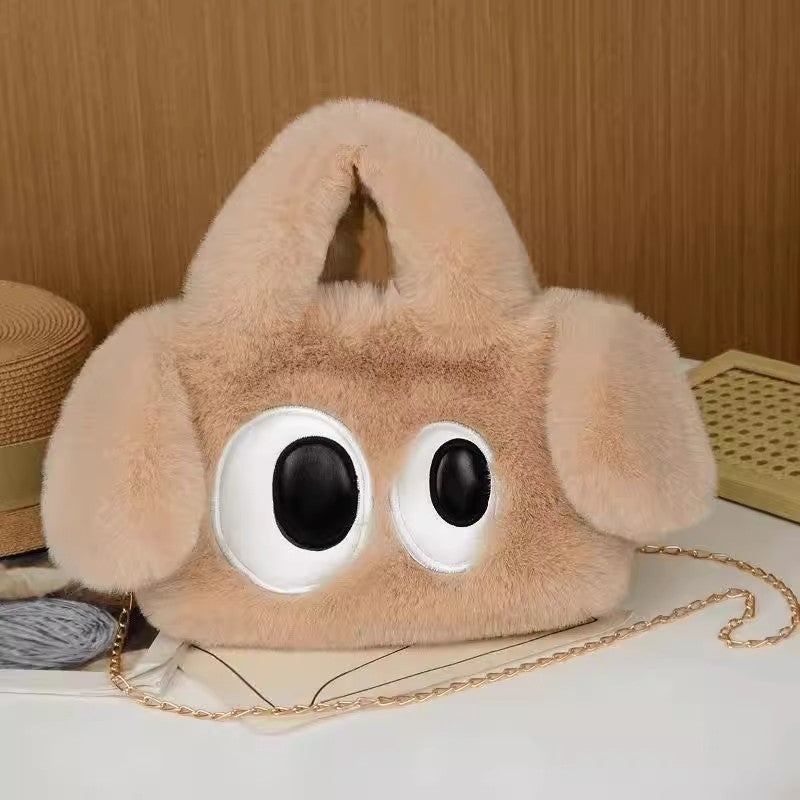 Plush Big-Eyed Puppy Handbag, Women'S Shoulder Crossbody Bag, High-End Cute Cartoon Crossbody Bag That Can Hold A Mobile Phone - Image 3