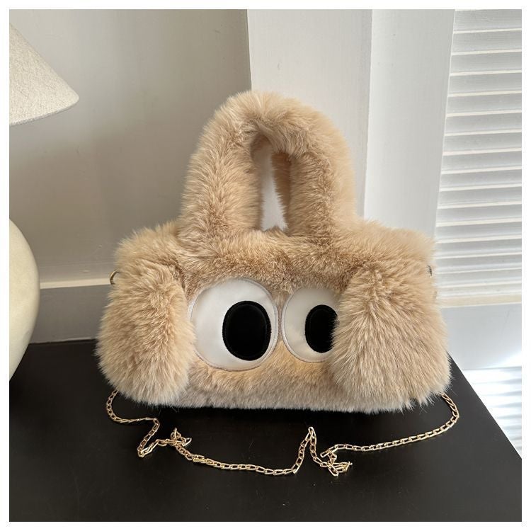 Plush Big-Eyed Puppy Handbag, Women'S Shoulder Crossbody Bag, High-End Cute Cartoon Crossbody Bag That Can Hold A Mobile Phone - Image 1