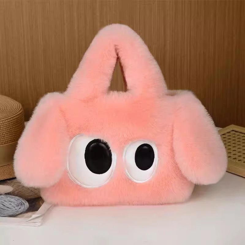 Plush Big-Eyed Puppy Handbag, Women'S Shoulder Crossbody Bag, High-End Cute Cartoon Crossbody Bag That Can Hold A Mobile Phone - Image 4