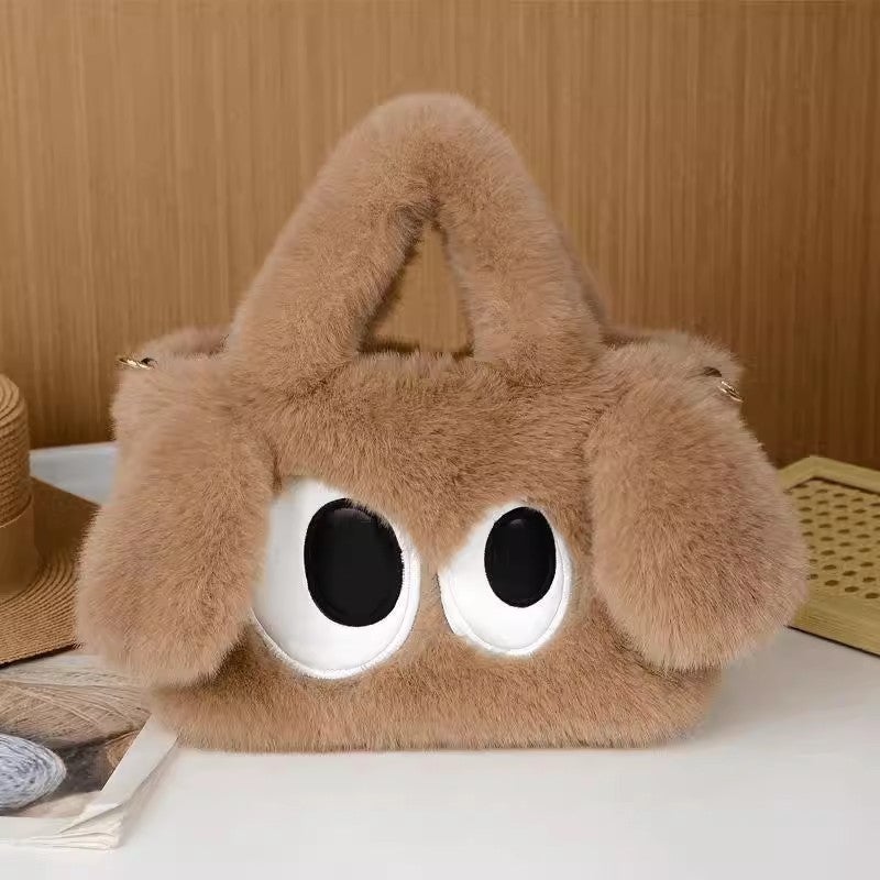 Plush Big-Eyed Puppy Handbag, Women'S Shoulder Crossbody Bag, High-End Cute Cartoon Crossbody Bag That Can Hold A Mobile Phone - Image 5