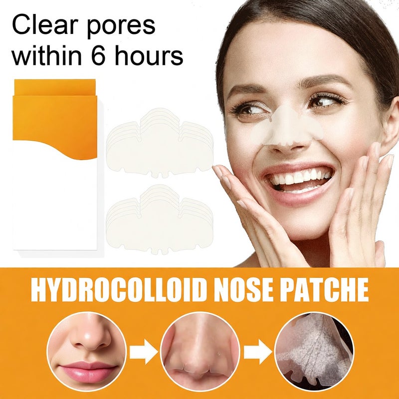 Nose Patch 10Pcs Hydrocolloid Infused - Pore Gunk Absorbing Acne Reducing Patch for All Skin Types Overnight Use - Image 4