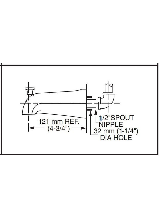 American Standard American Standard 8888026.002 Bath Slip-On Diverter Tub Spout, 4 in, Polished Chrome (For 1/2" copper water tube) - Image 2