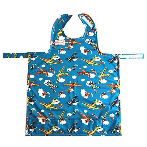 BIB-ON, Full-Coverage Bib and Apron Combination for Infant, Baby, Toddler Ages 0-4. (Planes) - Image 1