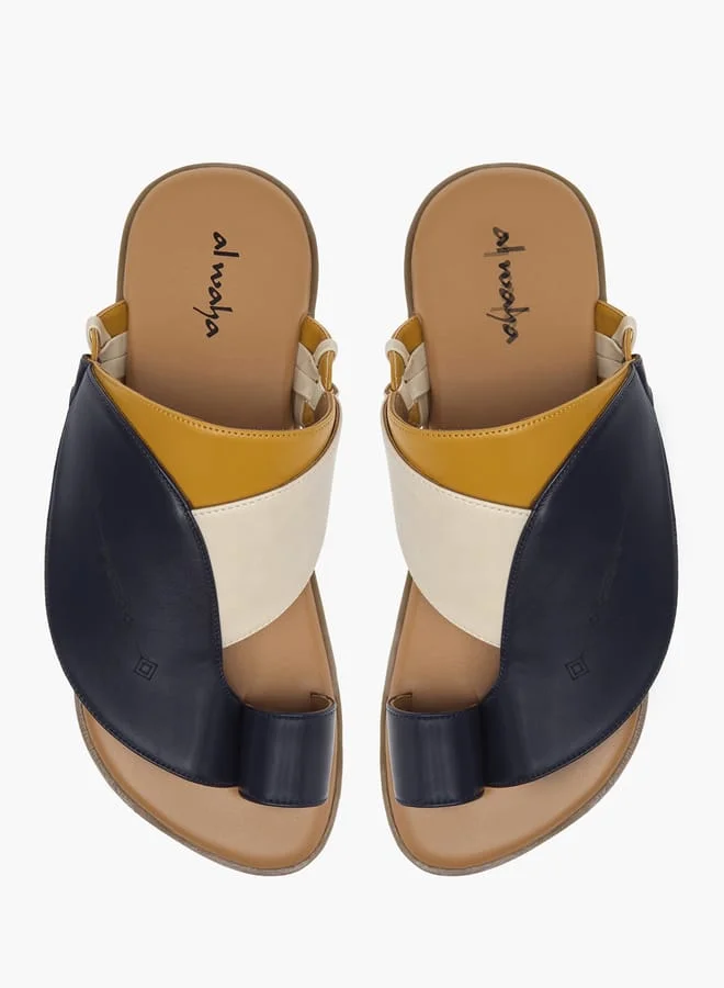 Al Waha Men Panelled Slip-On Arabic Sandals with Toe Loop