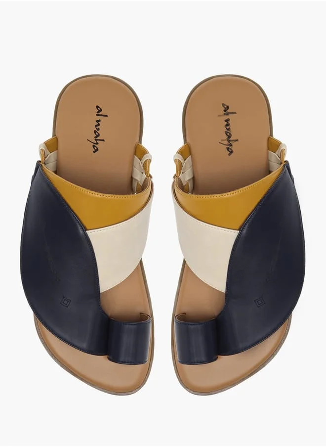 Al Waha Men Panelled Slip-On Arabic Sandals with Toe Loop
