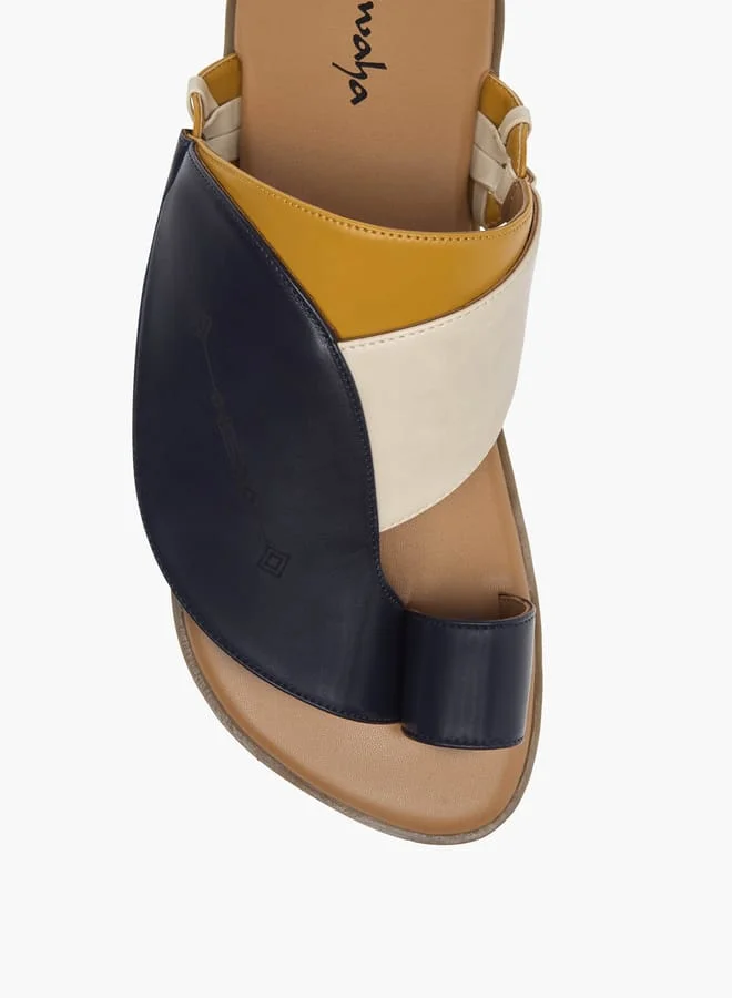 Al Waha Men Panelled Slip-On Arabic Sandals with Toe Loop