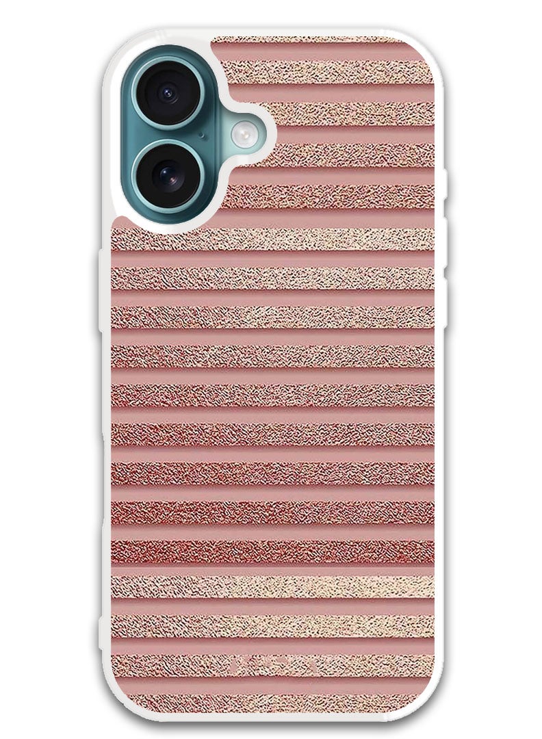 Theodor Protective Case Cover For APPLE IPHONE 16 Plus Pink Glitter Strips  (White Bumper) - Image 1