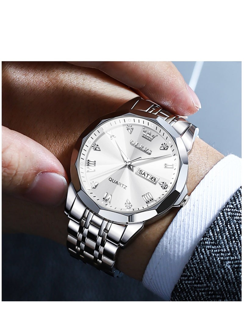 OLEVS Watches for Men Fashion Stainless Steel Quartz Analog Water Resistant Watch 9931 - Image 2