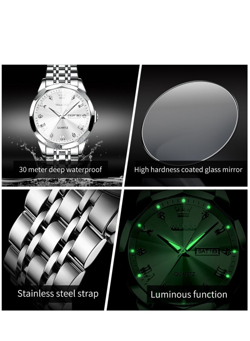 OLEVS Watches for Men Fashion Stainless Steel Quartz Analog Water Resistant Watch 9931 - Image 4