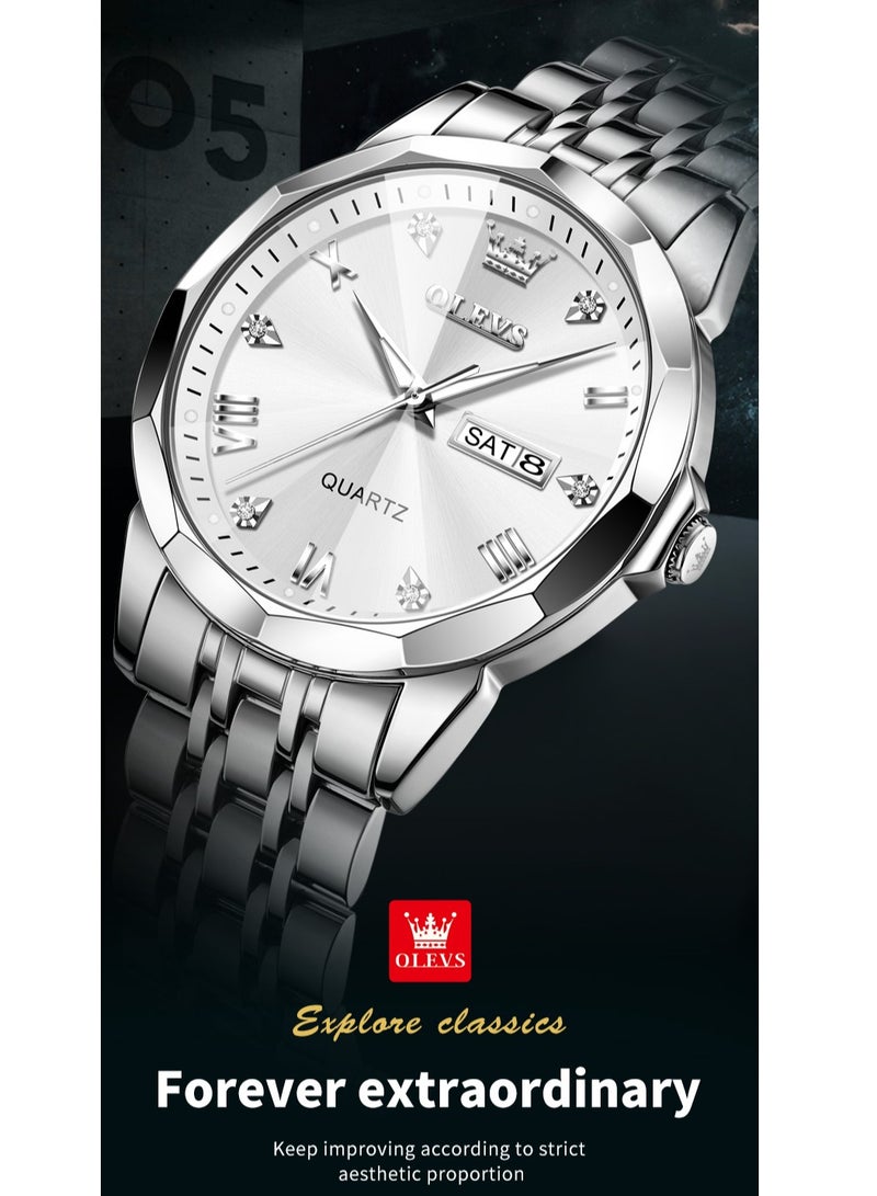 OLEVS Watches for Men Fashion Stainless Steel Quartz Analog Water Resistant Watch 9931 - Image 3