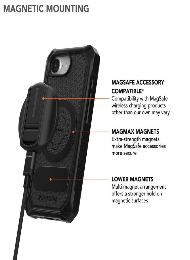 Rokform - Rugged Case Compatible with The iPhone 16e, Magnetic Cover with RokLock Twist Lock, Drop Tested Armor (Black) - Image 3