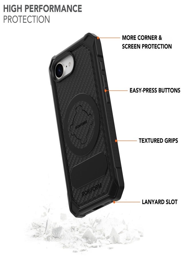 Rokform - Rugged Case Compatible with The iPhone 16e, Magnetic Cover with RokLock Twist Lock, Drop Tested Armor (Black) - Image 2