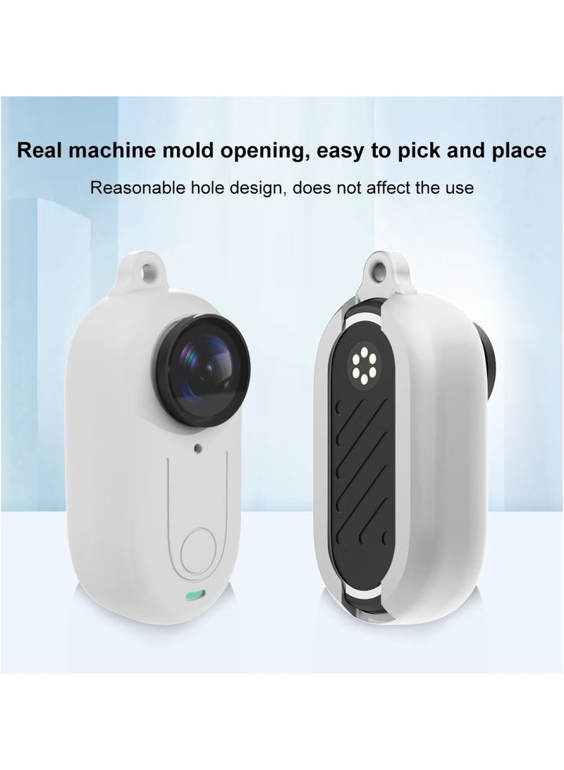 بولوز غطاء سيليكون من PULUZ مع غطاء عدسة لكاميرا Insta360 GO 3 – غطاء حماية ناعم ومتين، مقاوم للخدوش والغبار، سهل التركيب والإزالة(أبيض) - Image 2