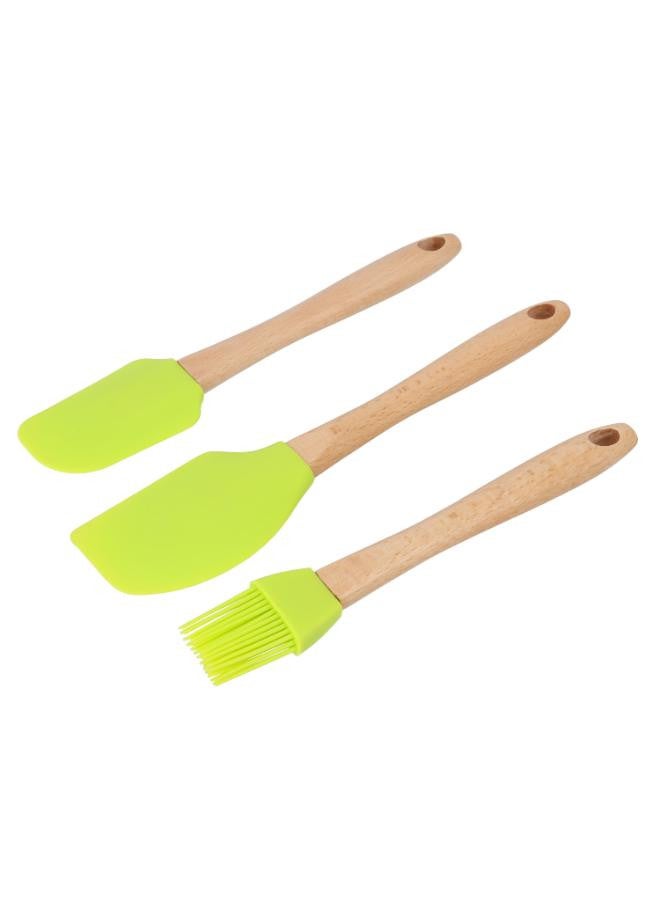 Royalford 3Pcs Silicone Tools Set With Wooden Handle Multicolor - Image 1