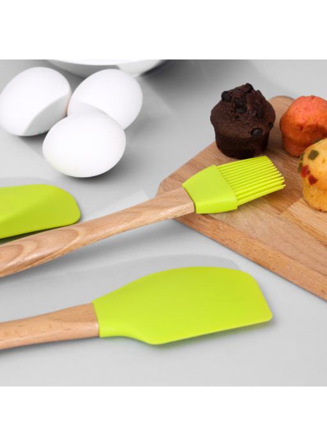 Royalford 3Pcs Silicone Tools Set With Wooden Handle Multicolor - Image 5